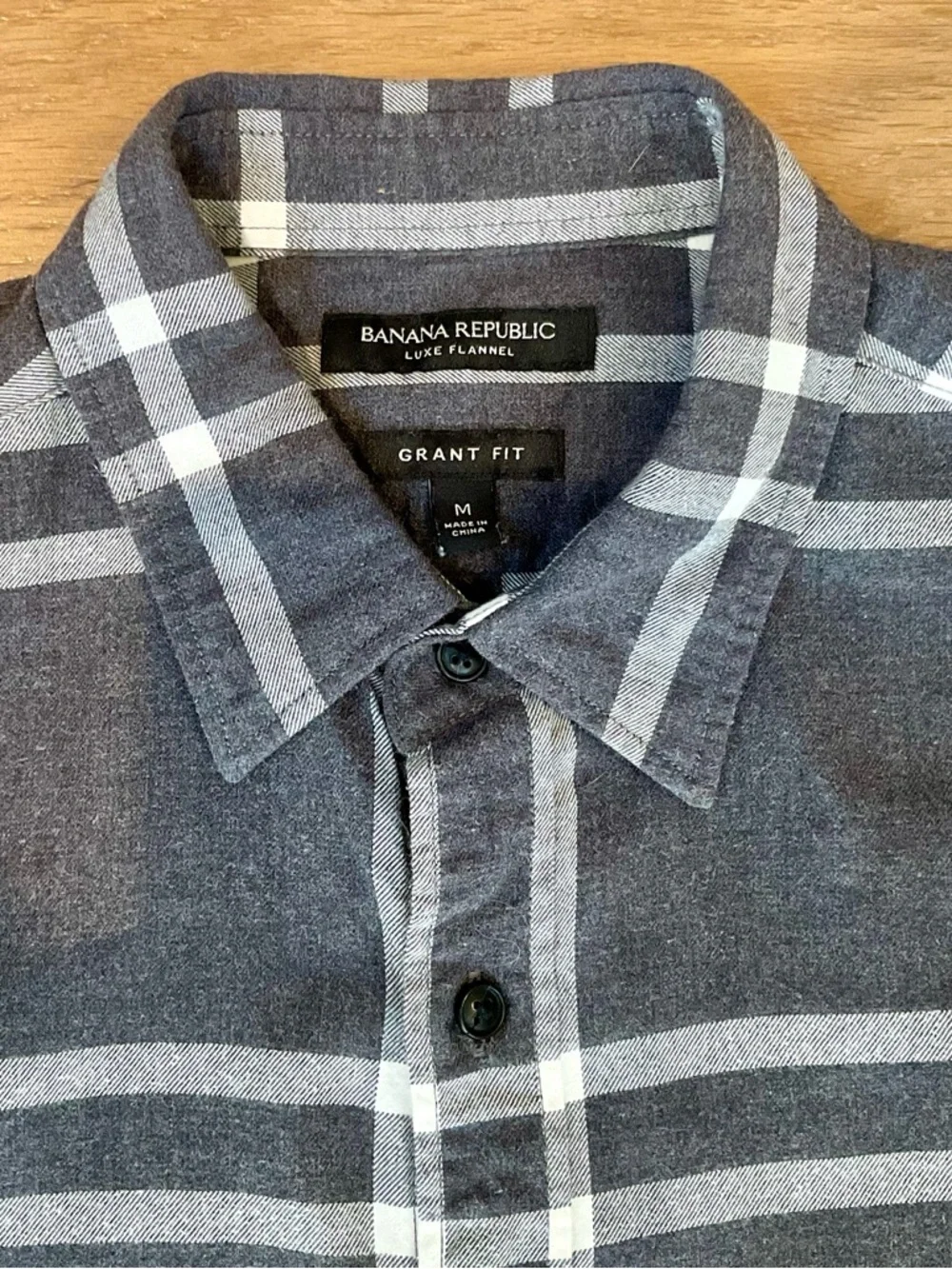 BUNDLE Banana Republic Grant Fit Luxe Flannel Plaid Shirts Blue Gray Mens Medium
